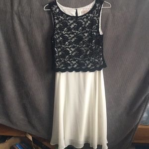 Classy Black and White Lace Dress